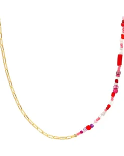 18" Red Glass Bead Necklace