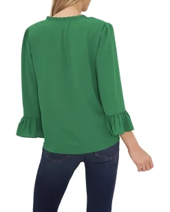 3/4 Ruffled V-Neck Top