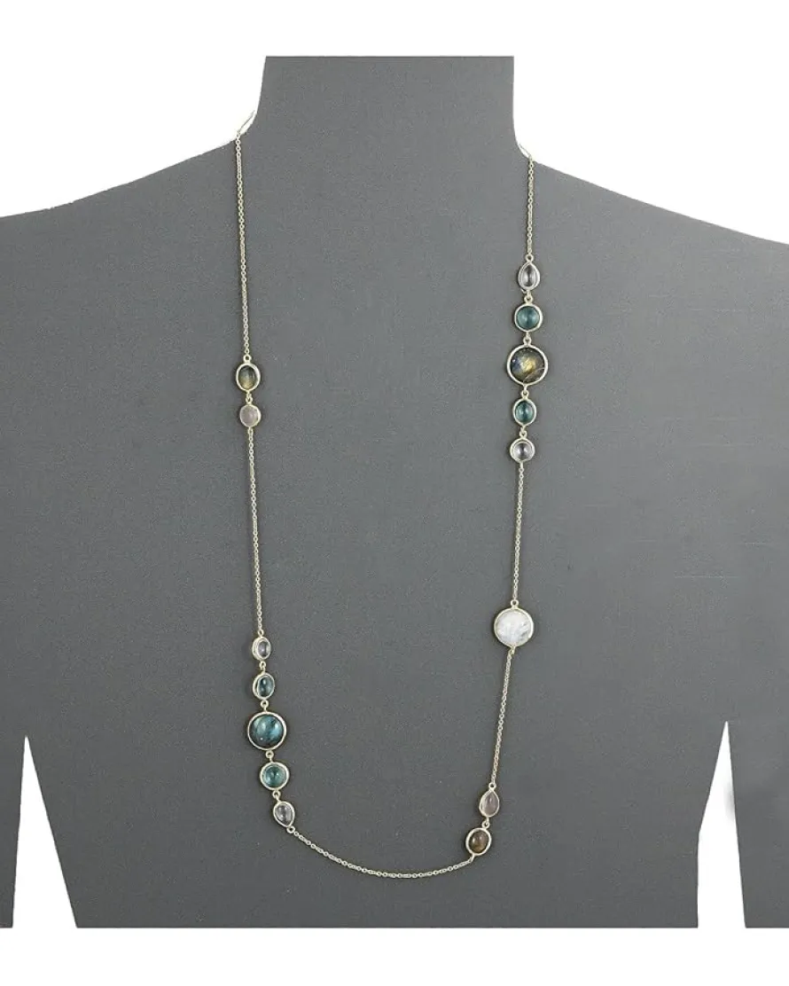34" Semi Precious Station Necklace