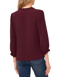 3/4 Sleeve Button Front Blouse