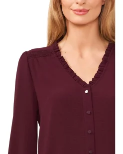 3/4 Sleeve Button Front Blouse