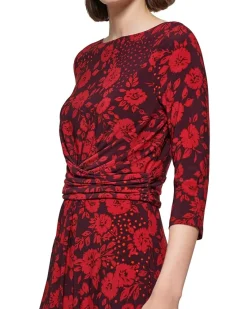 3/4 Sleeve Jersey Ruched Fit-and-Flare