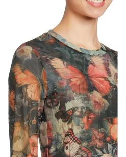 3/4 Sleeve Mesh Midi Dress- Teyros