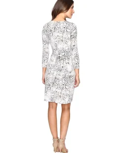 3/4 Sleeve Printed Wrap Dress