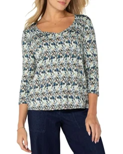 3/4 Sleeve Shirred Detail Knit Top