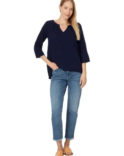 3/4 Sleeve Split Neck Top