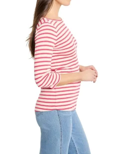 3/4 Sleeve Stripe Boat Tee