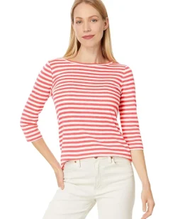 3/4 Sleeve Stripe Boat Tee