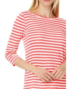 3/4 Sleeve Stripe Boat Tee
