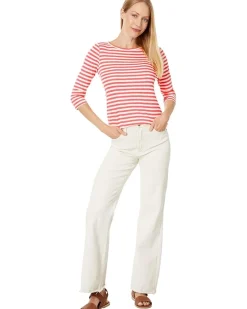 3/4 Sleeve Stripe Boat Tee