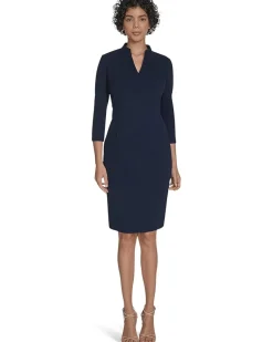 3/4 Sleeve V-Neck Sheath