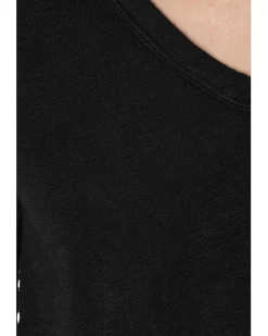 3/4 Sleeve V-Neck Tee with Curved Hem