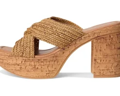 Adorned Raffia Platform Slide