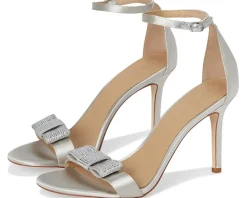Allie Bow-Trim Satin Sandals
