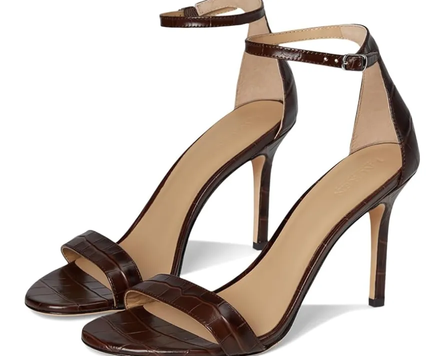 Allie Crocodile-Embossed Leather Sandals