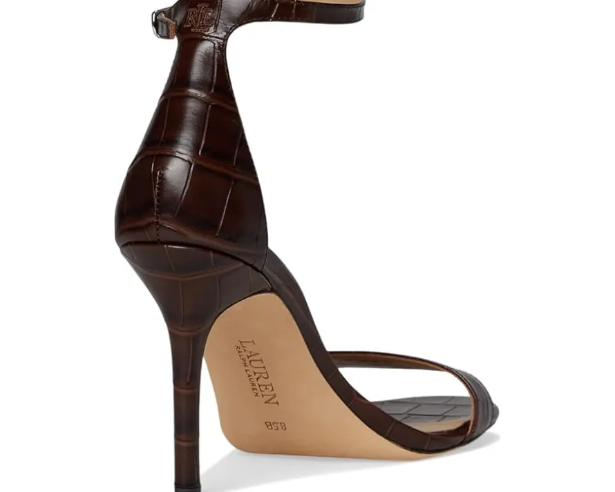 Allie Crocodile-Embossed Leather Sandals