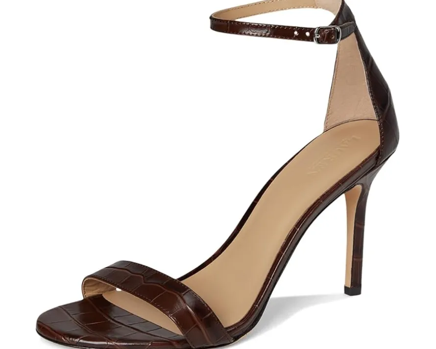 Allie Crocodile-Embossed Leather Sandals