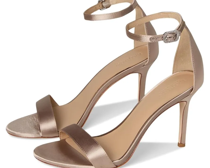 Allie Pave-Buckle Satin Sandals