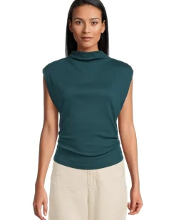 Amara Mock Neck Power Shoulder Top