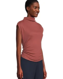 Amara Mock Neck Power Shoulder Top