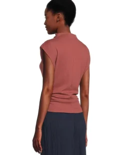 Amara Mock Neck Power Shoulder Top