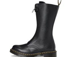 1B99 Front Zip Leather Mid Calf Boots