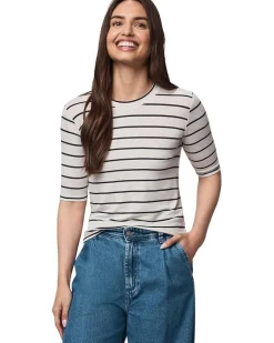 Bamboo Stripe Quarter Sleeve Tee