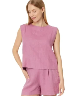 Bateau-Neck Tank in 100% Linen