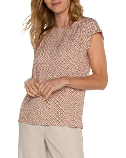 Boat Neck Dolman Jersey Knit Top with Shoulder Pleats