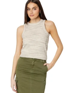 Brightside Rib Cutaway Crop Tank in Marled Space-Dye