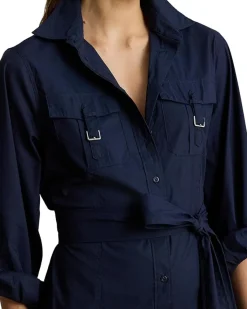 Buckle-Trim Cotton-Blend Dress