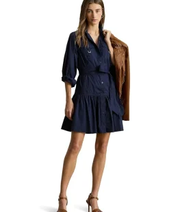 Buckle-Trim Cotton-Blend Dress