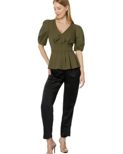 Burdur Stitch Detail Puff Sleeve Top