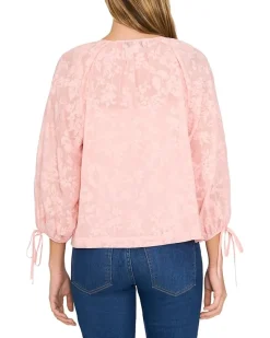 Button Up Top W/ Puff Sleeves & Front Tie