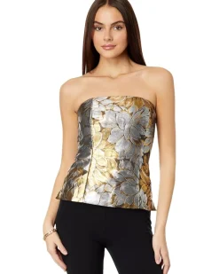 Camilo Strapless Floral Jacquard Top