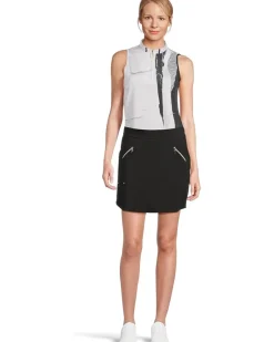 Canvas Mache Print Sleeveless Polo