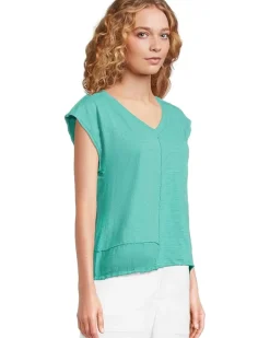 Cap Dolman Sleeve Mix Media Top