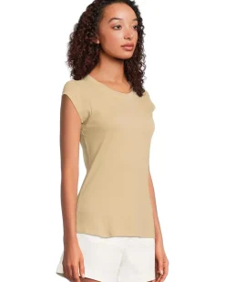 Cap Sleeve Crew Neck Slim Tee