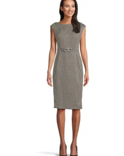 Cap Sleeve Ponte Belted Sheath