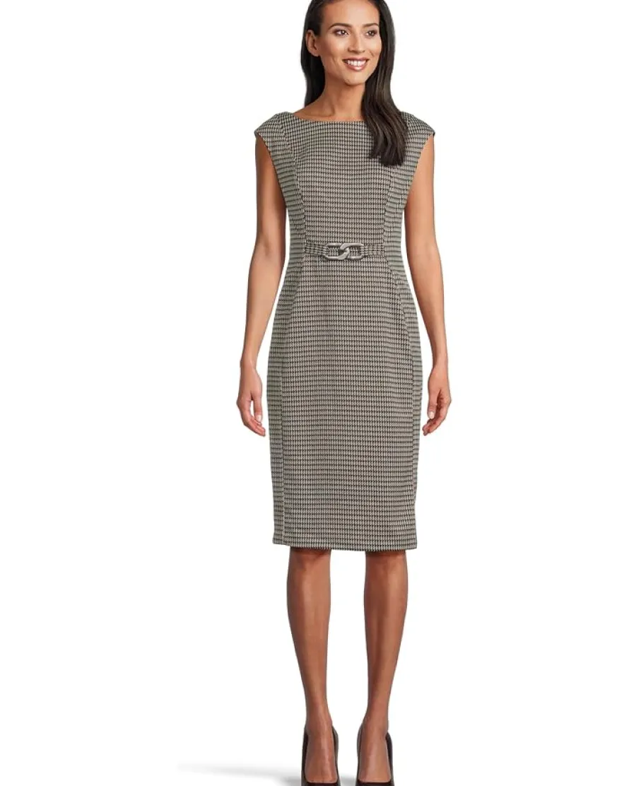 Cap Sleeve Ponte Belted Sheath