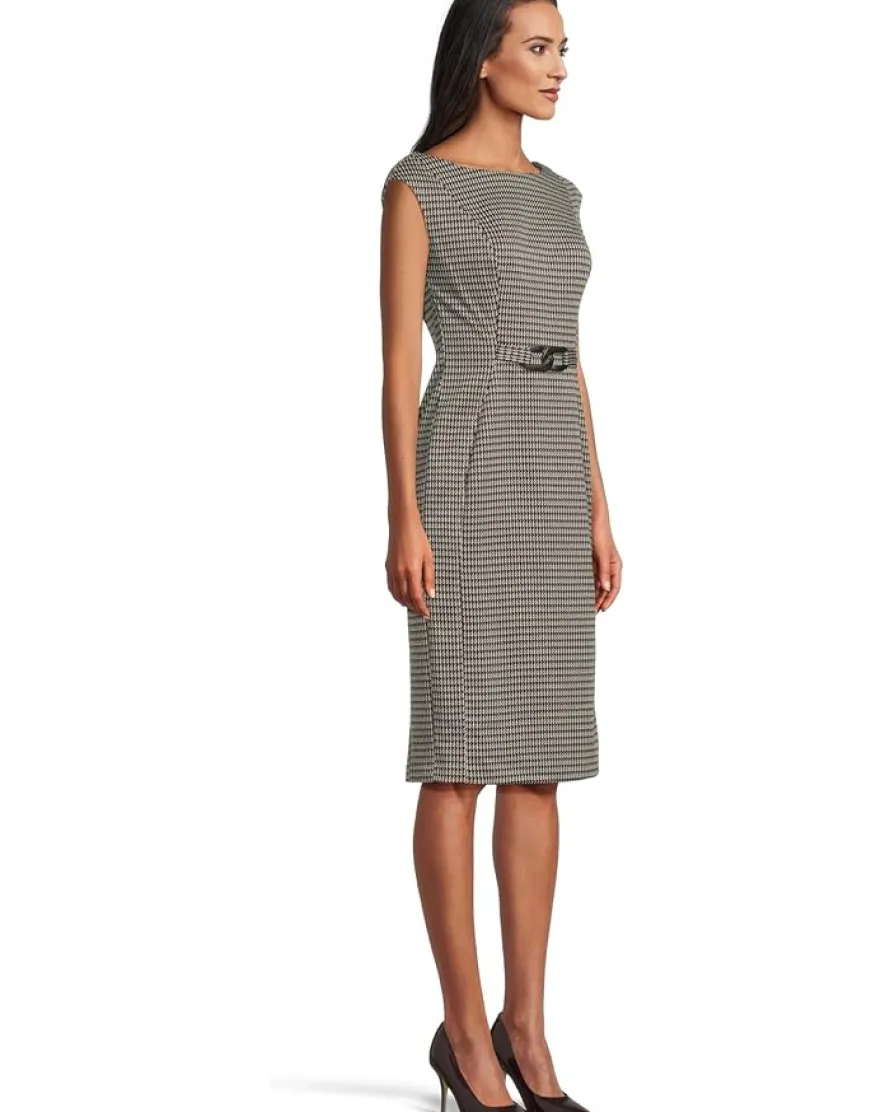 Cap Sleeve Ponte Belted Sheath