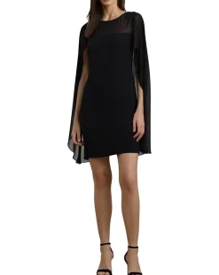 Cape Georgette Cocktail Dress