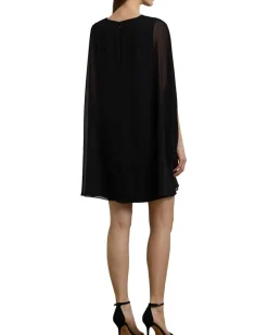 Cape Georgette Cocktail Dress
