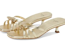 Carolina Metallic Leather Kitten Heel Sandals