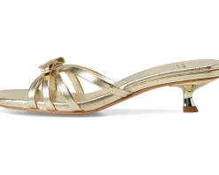 Carolina Metallic Leather Kitten Heel Sandals