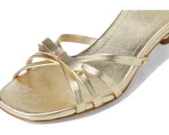 Carolina Metallic Leather Kitten Heel Sandals