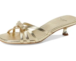 Carolina Metallic Leather Kitten Heel Sandals