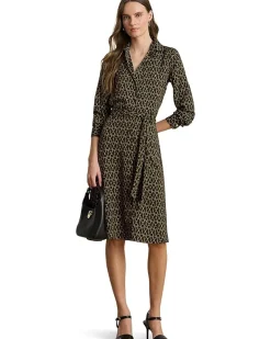 Chain-Print Crepe Shirtdress