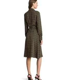 Chain-Print Crepe Shirtdress