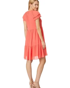 Chiffon Pleated Sleeve Float Dress